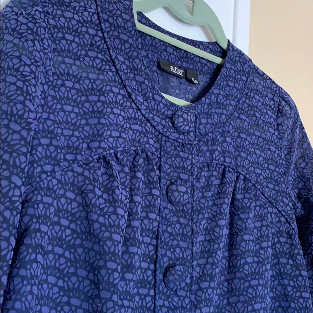 Navy ANA 3/4 Sleeve Blouse Burnout Jacket Medium